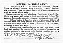 Form letter from POW in Japanese camp