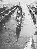 Submarine undocking from ARD-6, Dutch Harbor