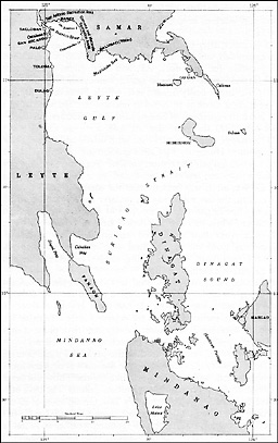 Map: Leyte Gulf-Surigao Strait--Samar--Leyte