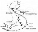 Map 2. Replenishment cycles, 1965 to early 1966 (after an original in the Naval Historical Center)