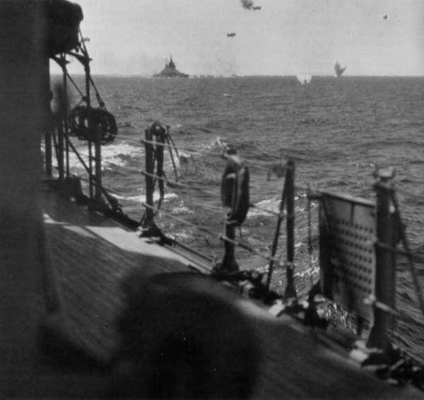 Idaho splaches a kamikaze off Okinawa.